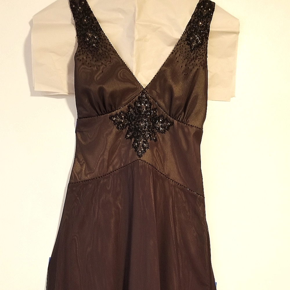 Laundry by Shelli Segal size 6 brown satin and tulle party dress